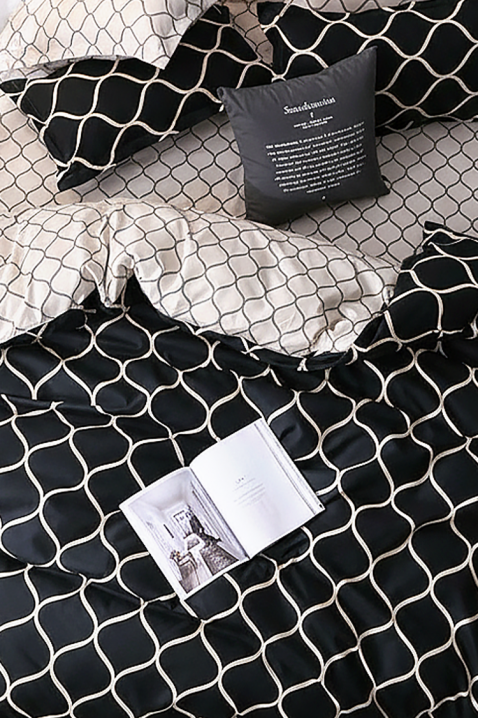 Komplet posteljine MIOXEJA 160x200 cm pamuk - 4 dela, Boja: crna, IVET.RS - Nova Kolekcija