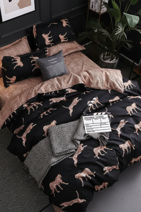 Komplet posteljine BLUNEGA 160x200 cm pamuk - 4 dela, Boja: crna, IVET.RS - Nova Kolekcija