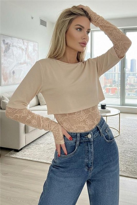 Bodi - bluza CHRAVELDA BEIGE, Boja: bež, IVET.RS - Nova Kolekcija