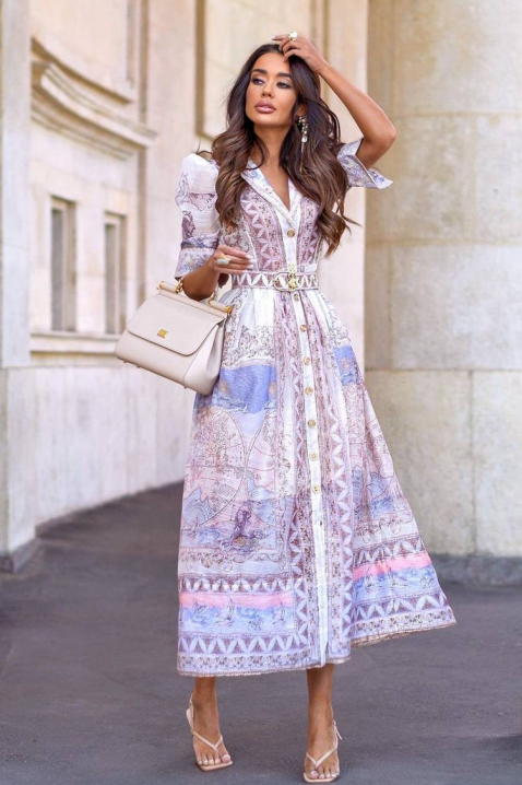 Ženska letnja haljina u boho stilu sa akcentnim pufnastim rukavima CLIMENTINA, Boja: višebojna, IVET.RS - Nova Kolekcija