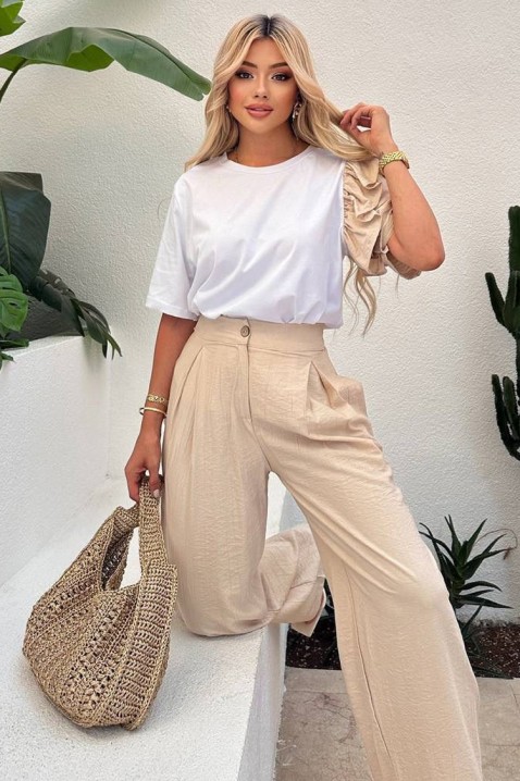 Komplet za svakodnevni moderni izgled sa trendi rukavom HIRDONA BEIGE, Boja: bež, IVET.RS - Nova Kolekcija