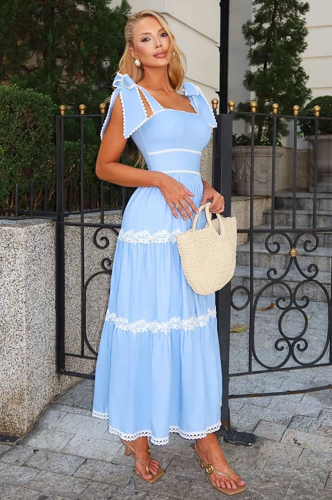 Duga haljina sa elegantnim krojem i cvetnim elementima KASIRELA, Boja: plava, IVET.RS - Nova Kolekcija