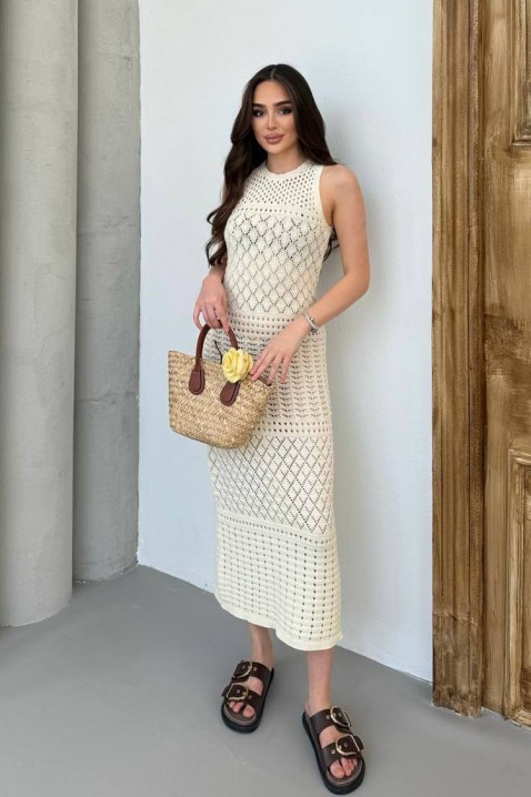 Pletena haljina za plažu sa golim ramenima SOLMIRA ECRU, Boja: ecru, IVET.RS - Nova Kolekcija