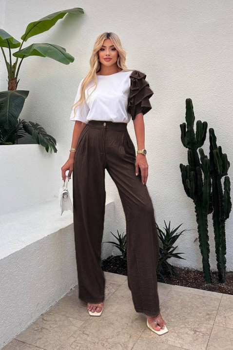 Komplet za svakodnevni moderni izgled sa trendi rukavom HIRDONA BROWN, Boja: braon, IVET.RS - Nova Kolekcija