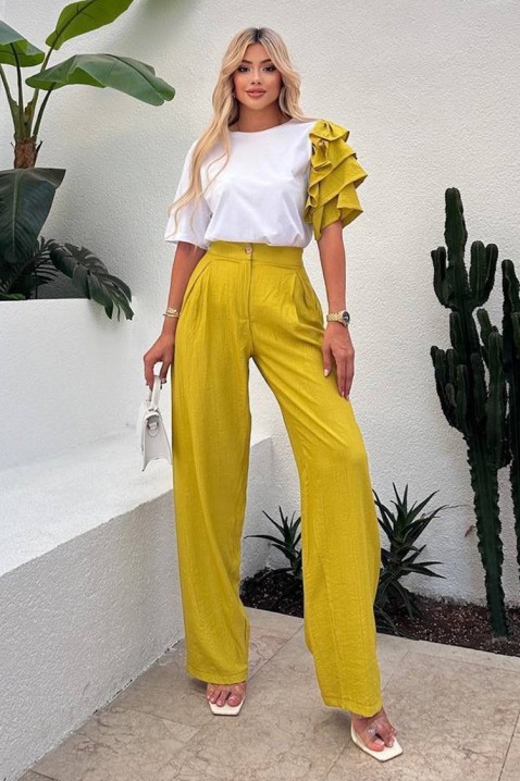 Komplet za svakodnevni moderni izgled sa trendi rukavom HIRDONA MUSTARD, Boja: senf, IVET.RS - Nova Kolekcija