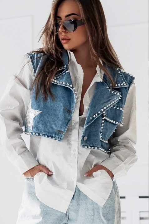 Teksas prsluk sa metalnim rupicama DONZERA, Boja: teksas, IVET.RS - Nova Kolekcija