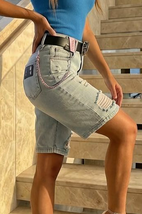 Teksas šorts sa praktičnim džepovima i pocepanim detaljima CARELIA, Boja: teksas, IVET.RS - Nova Kolekcija