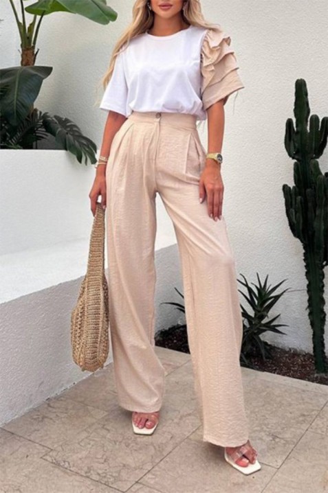 Komplet za svakodnevni moderni izgled sa trendi rukavom HIRDONA BEIGE, Boja: bež, IVET.RS - Nova Kolekcija