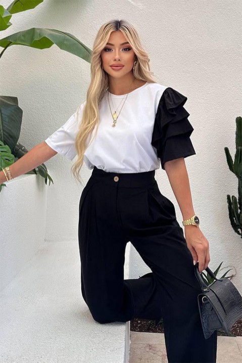 Komplet za svakodnevni moderni izgled sa trendi rukavom HIRDONA BLACK, Boja: crna, IVET.RS - Nova Kolekcija