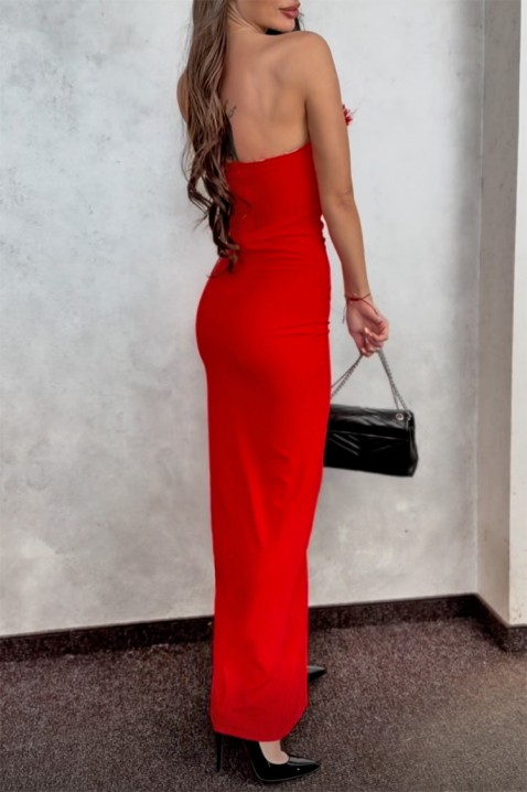 Elegantna duga haljina sa visokim šlicem i golim leđima FAROLMA RED, Boja: crvena, IVET.RS - Nova Kolekcija