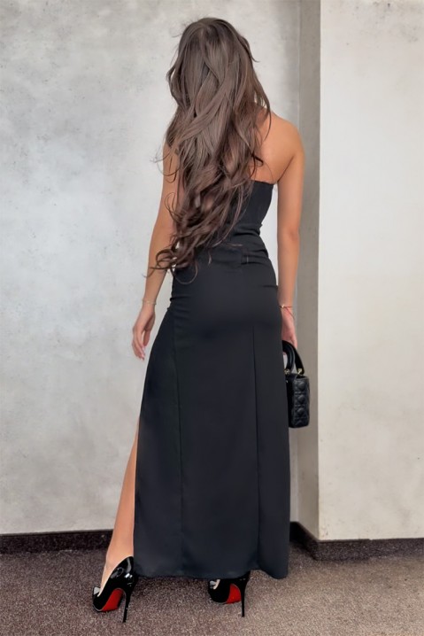 Elegantna duga haljina sa visokim šlicem i golim leđima FAROLMA BLACK, Boja: crna, IVET.RS - Nova Kolekcija