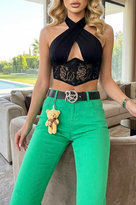 Duge ženske farmerke sa visokim strukom i sezonskom bojom CALZARA, Boja: zelena, IVET.RS - Nova Kolekcija