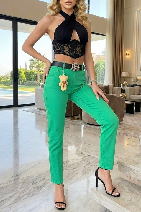 Duge ženske farmerke sa visokim strukom i sezonskom bojom CALZARA, Boja: zelena, IVET.RS - Nova Kolekcija