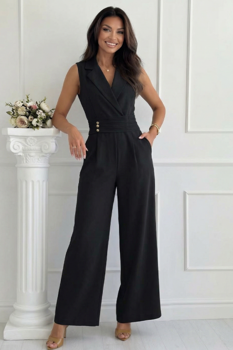 Elegantni kombinezon sa reverima i zlatnim dugmadima SELESTE BLACK, Boja: crna, IVET.RS - Nova Kolekcija