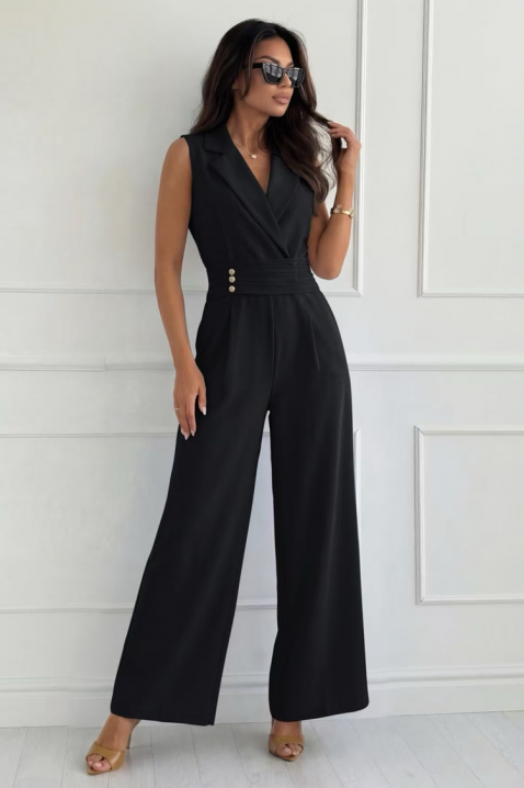 Elegantni kombinezon sa reverima i zlatnim dugmadima SELESTE BLACK, Boja: crna, IVET.RS - Nova Kolekcija