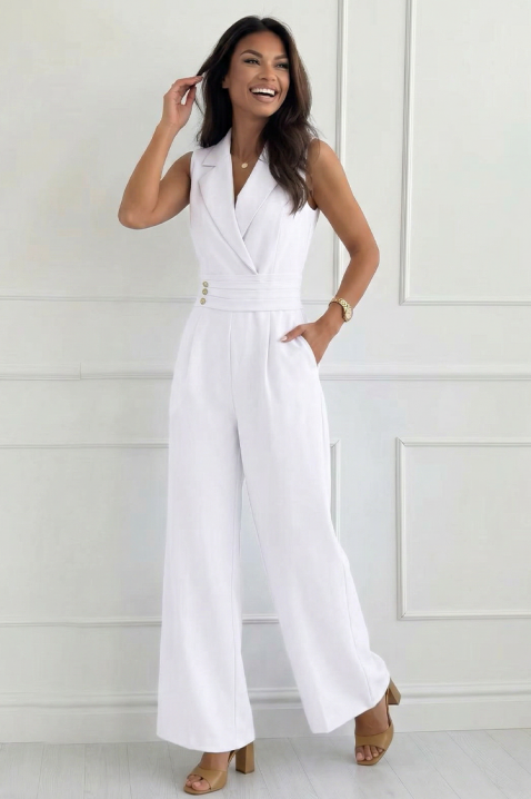 Elegantni kombinezon sa reverima i zlatnim dugmadima SELESTE WHITE, Boja: bela, IVET.RS - Nova Kolekcija