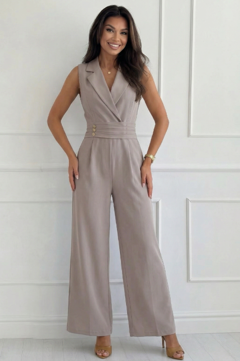 Elegantni kombinezon sa reverima i zlatnim dugmadima SELESTE MOCHA, Boja: moka, IVET.RS - Nova Kolekcija