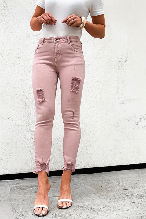 Duge ženske farmerke sa srednjim strukom i pocepanim detaljima NANETA, Boja: teksas, IVET.RS - Nova Kolekcija