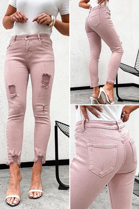 Duge ženske farmerke sa srednjim strukom i pocepanim detaljima NANETA, Boja: teksas, IVET.RS - Nova Kolekcija