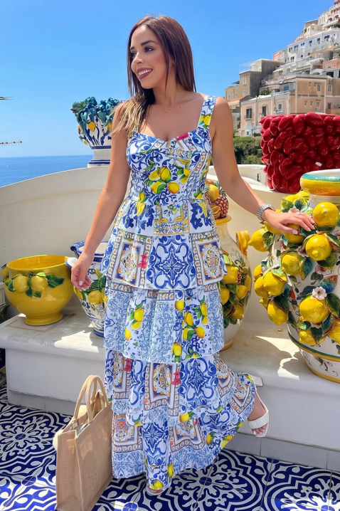 Duga haljina bez bretela sa detaljima limuna SORENTA, Boja: višebojna, IVET.RS - Nova Kolekcija