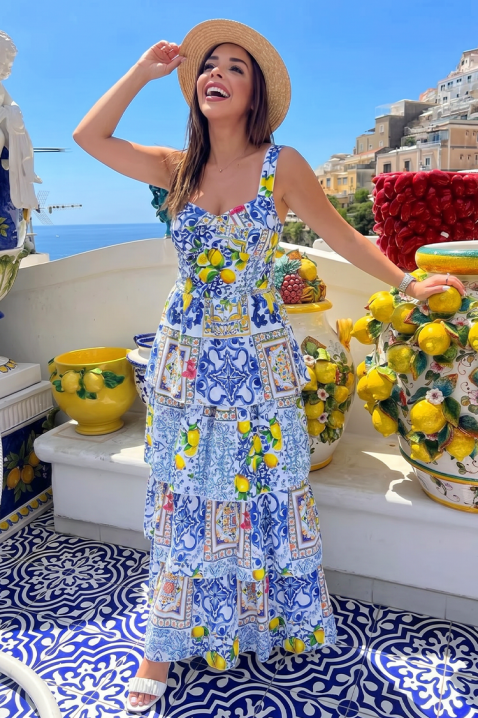 Duga haljina bez bretela sa detaljima limuna SORENTA, Boja: višebojna, IVET.RS - Nova Kolekcija