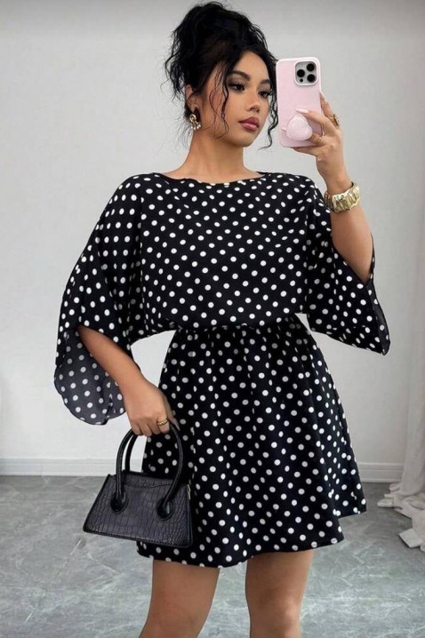 Kratka haljina sa dezenom na tufnice i širokim rukavima PETITA, Boja: crna i bela, IVET.RS - Nova Kolekcija