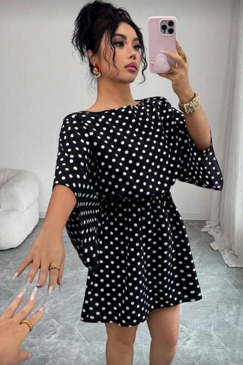 Kratka haljina sa dezenom na tufnice i širokim rukavima PETITA, Boja: crna i bela, IVET.RS - Nova Kolekcija