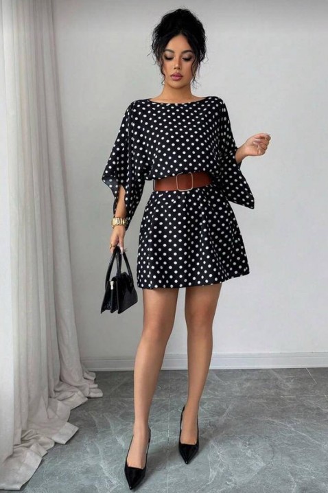 Kratka haljina sa dezenom na tufnice i širokim rukavima PETITA, Boja: crna i bela, IVET.RS - Nova Kolekcija