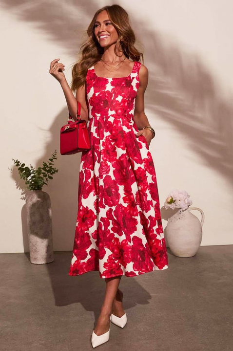 Midi haljina sa cvetnim printom i modernim dizajnom DEALINA, Boja: višebojna, IVET.RS - Nova Kolekcija