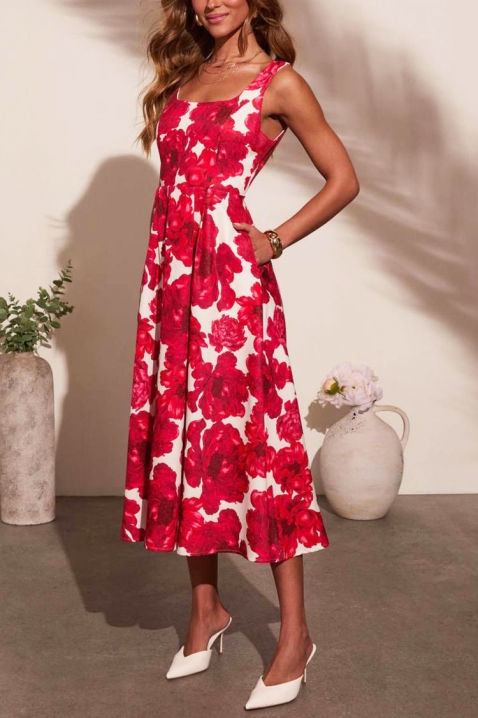 Midi haljina sa cvetnim printom i modernim dizajnom DEALINA, Boja: višebojna, IVET.RS - Nova Kolekcija