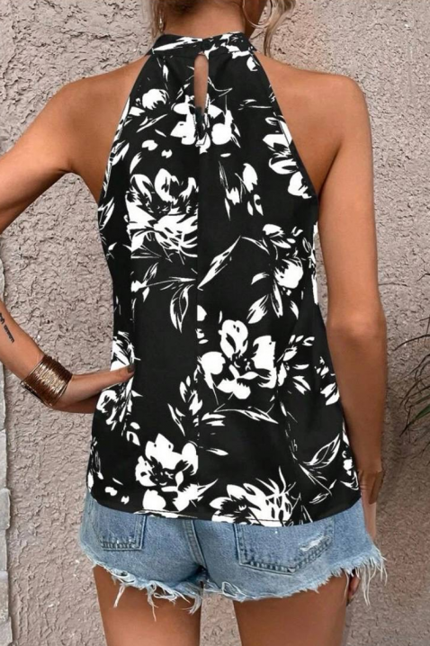 Ženski cvetni top sa dekolteom uz vrat i otvorenim ramenima DORVINA, Boja: crna i bela, IVET.RS - Nova Kolekcija