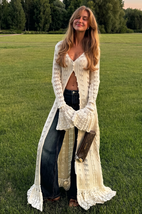 Multifunkcionalni pleteni kardigan sa eteričnom linijom FENERITA, Boja: bež, IVET.RS - Nova Kolekcija