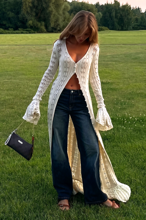 Multifunkcionalni pleteni kardigan sa eteričnom linijom FENERITA, Boja: bež, IVET.RS - Nova Kolekcija