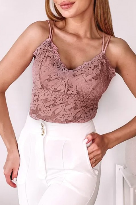 Elegantni ženski top od čipke sa finim bretelama i efektnim leđima CALVESA PINKIVET.RS - Nova Kolekcija