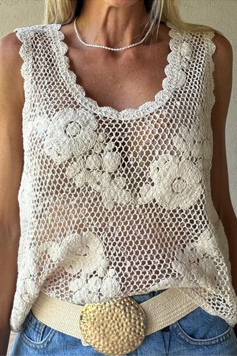 Atraktivan boho stilski top sa cvetnim motivima FLORINDANA, Boja: ecru, IVET.RS - Nova Kolekcija