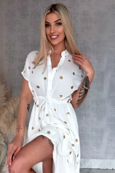 Duga haljina sa zlatnim detaljima DOTILA WHITE, Boja: bela, IVET.RS - Nova Kolekcija