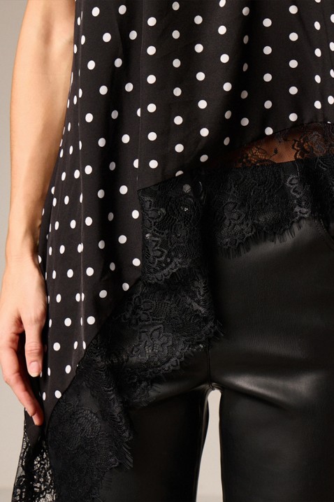 Elegantni asimetrični ženski top sa nežnom čipkom ADORINA, Boja: crna i bela, IVET.RS - Nova Kolekcija