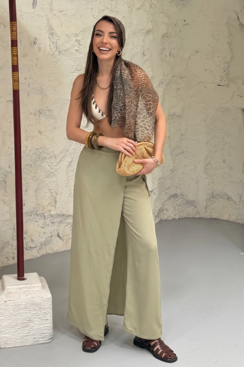 Udobne široke ženske pantalone FRIVENDA KHAKI, Boja: kaki, IVET.RS - Nova Kolekcija