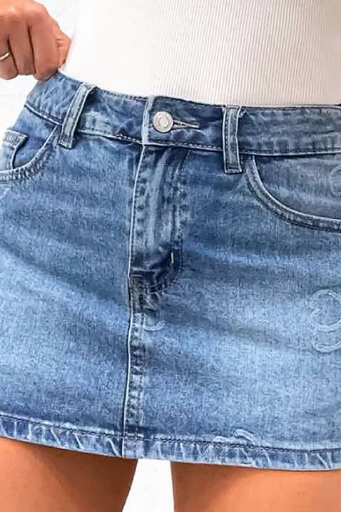 Teksas mini suknja - pantalone sa visokim strukom LOVIREA, Boja: teksas, IVET.RS - Nova Kolekcija