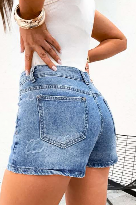 Teksas mini suknja - pantalone sa visokim strukom LOVIREA, Boja: teksas, IVET.RS - Nova Kolekcija
