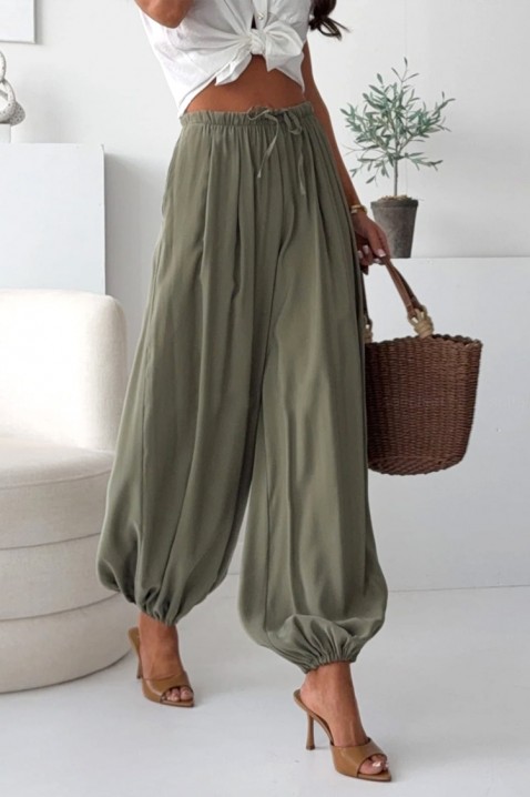 Ženske letnje pantalone balon tipa sa visokim strukom DALYNA KHAKI, Boja: kaki, IVET.RS - Nova Kolekcija