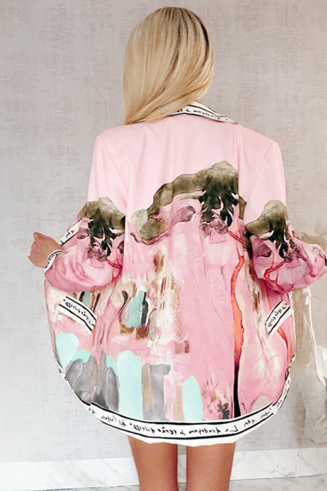 Ženski oversize sako sa šarenim umetničkim printom AFRISIMA PINK, Boja: višebojna, IVET.RS - Nova Kolekcija