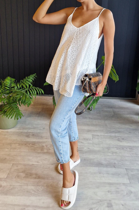 Ženski top od fine čipke u boho stilu BOGELSA WHITE, Boja: bela, IVET.RS - Nova Kolekcija
