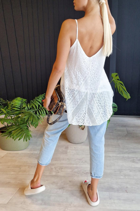 Ženski top od fine čipke u boho stilu BOGELSA WHITE, Boja: bela, IVET.RS - Nova Kolekcija