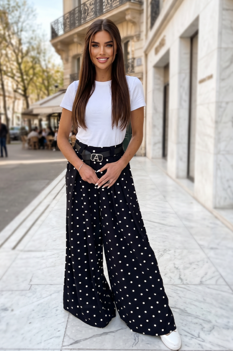 Ženske letnje široke pantalone na tufnice ANTONITA BLACK, Boja: crna, IVET.RS - Nova Kolekcija