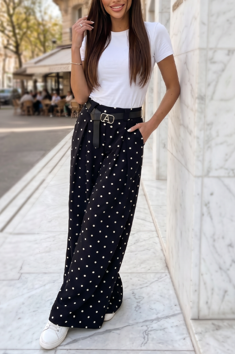 Ženske letnje široke pantalone na tufnice ANTONITA BLACK, Boja: crna, IVET.RS - Nova Kolekcija