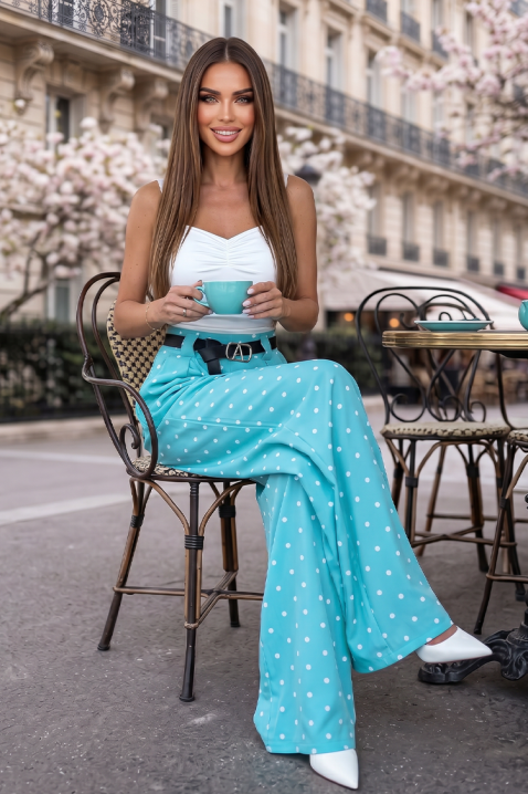 Ženske letnje široke pantalone na tufnice ANTONITA SKY, Boja: plava, IVET.RS - Nova Kolekcija