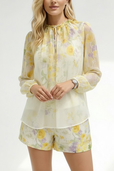 Ženski komplet bluza i šorts sa nežnim cvetnim printom LORIAVA YELLOW, Boja: žuta, IVET.RS - Nova Kolekcija