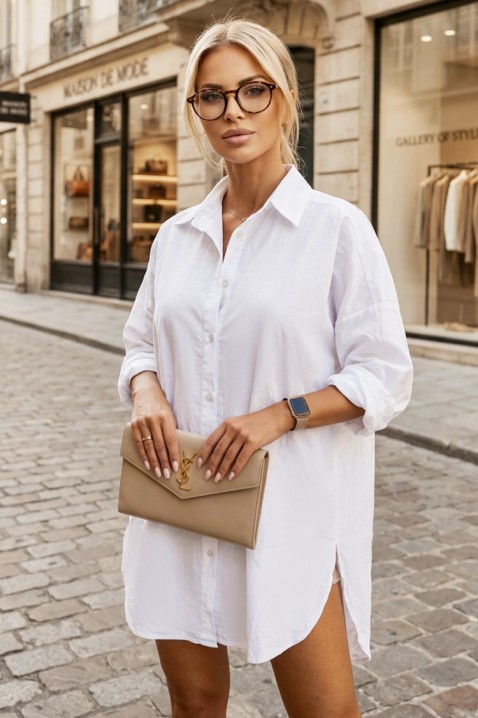 Oversize ženska košulja čistog dizajna i slobodnog kroja LONELIA WHITE, Boja: bela, IVET.RS - Nova Kolekcija