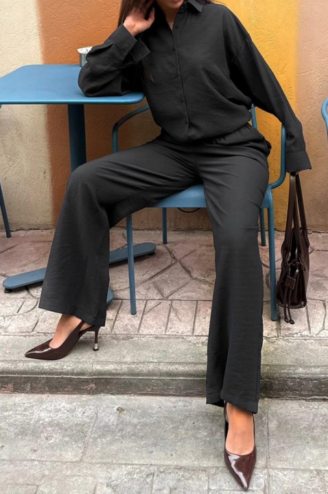 Ležeran ženski komplet široka košulja i pantalone KYLARELA BLACK, Boja: crna, IVET.RS - Nova Kolekcija